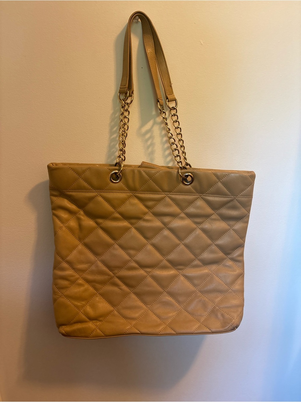 Talbots Quilted Tan purse with Chain Straps